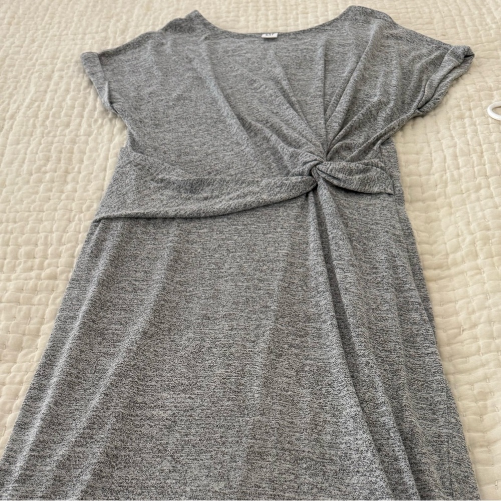 GAP Heather Gray Midi Dress with Knot Detail
